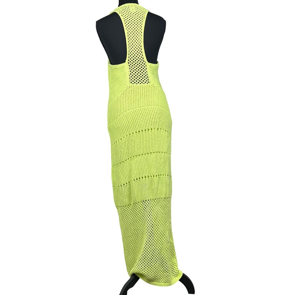 Rachel Zoe Crochet Maxi Dress Lime Green Sleeveless Boho Festival Resort Small - Picture 6 of 10